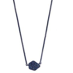 Kendra Scott Tess Blue Drusy & Navy Gunmetal Pendant Necklace